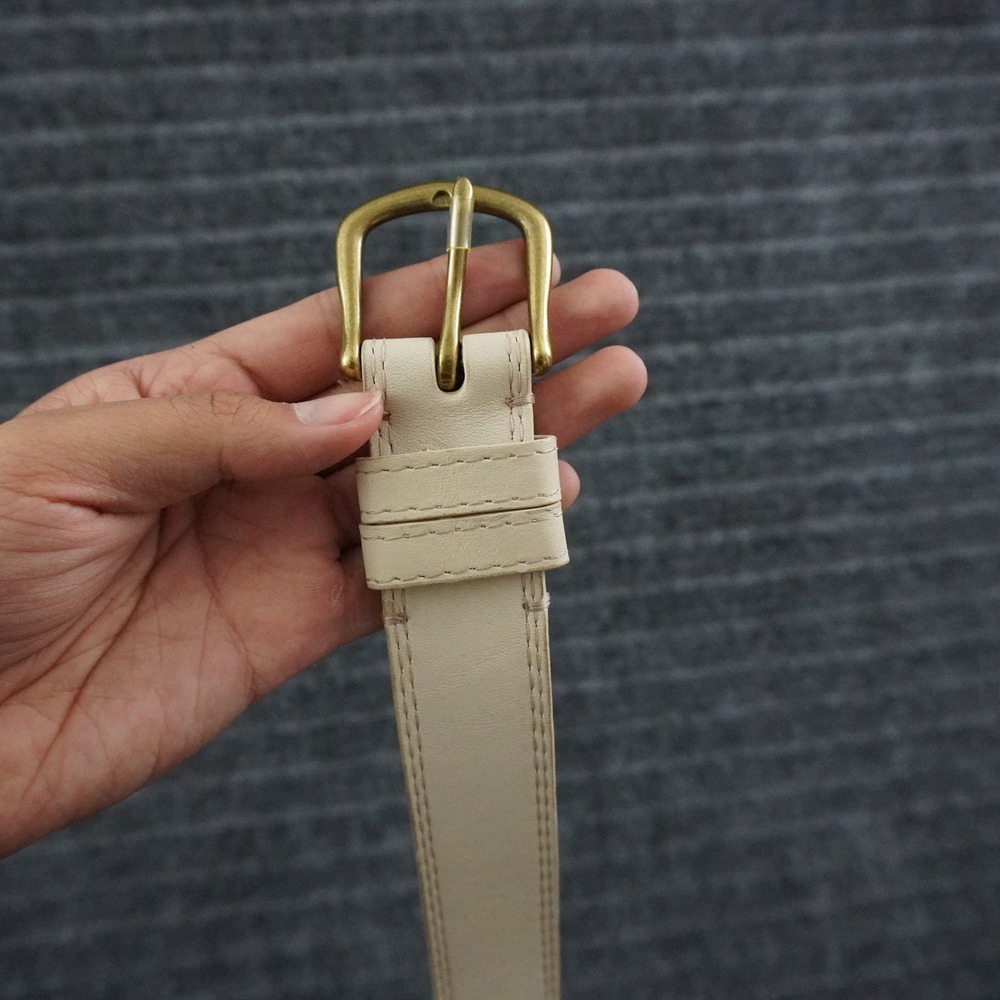 Tecovas Leather Belt Womens Size S Cream White Brass Buckle Western